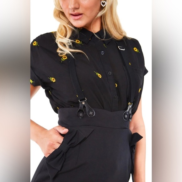 🍄HOST PICK🍄Voodoo Vixen Nadia Bow Pocket Suspender Pencil Skirt, US Size 12/14 - Picture 3 of 5